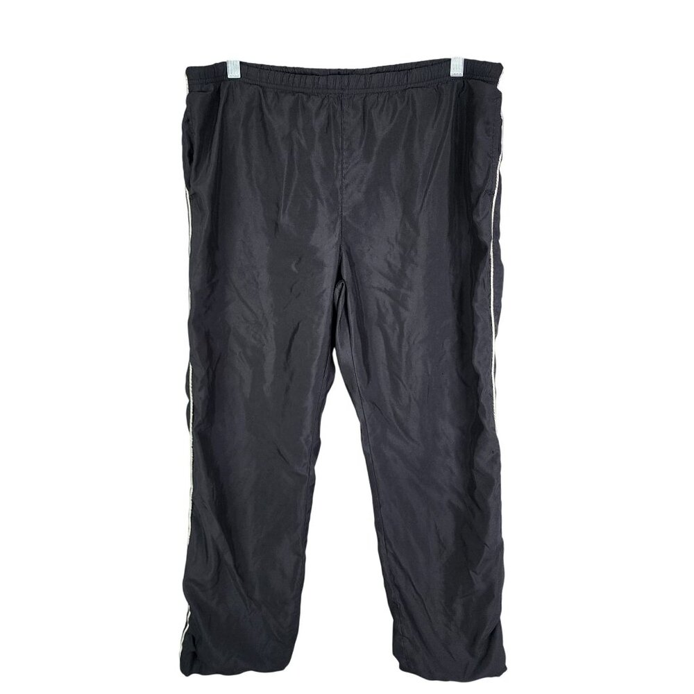 Mens Black Gap Lined Track Pants Drawstring Waist Side Zippers Cotton Blend S